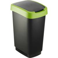 Affaldsspand, Rotho Twist, 33,3x25,2x47,6cm, 25 l, sort, plast, sort låg med grøn kant, til kildesortering *Denne vare tages ikke retur*