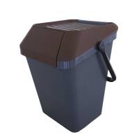 Affaldsspand , EasyMax, 45 l, grå, plast, 1-rums, 45 l, med brun låg, stabelbar