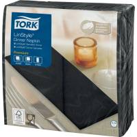 Middagsserviet, Tork Linstyle, 1/8 fold, 39x39cm, sort, nonwoven, airlaid