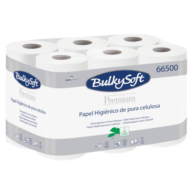 96 stk. Toiletpapir Fra Bulkysoft, 2-Lags, 24M Pr. Rulle, 96 Ruller, Hvid Med 100% Nyfiber - 96500