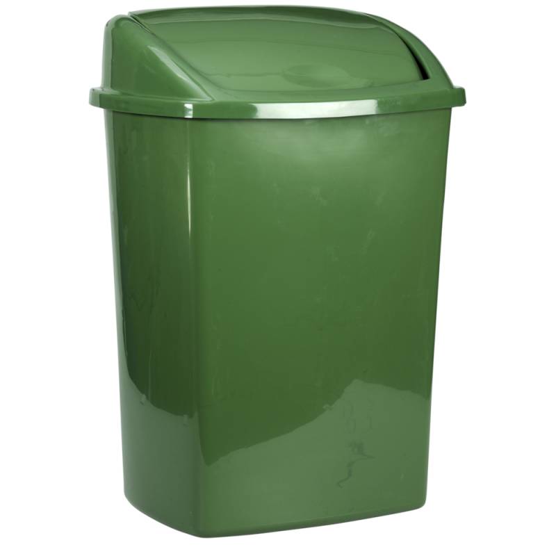 Affaldsspand, 20X25,2X33Cm, 8 L, Mørkegrøn, Plast, Med Sving Låg, Forberedt Til Vægmontering