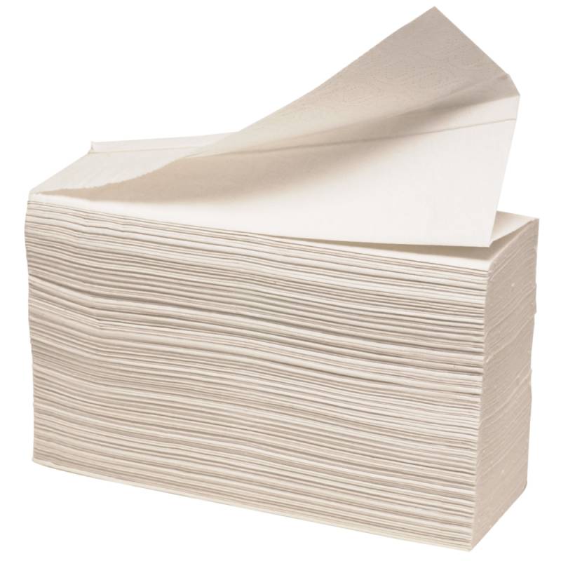 4000 stk. Håndklædeark, 2-Lags, Z-Fold, 24X23Cm, 8 Cm, Hvid, 100% Nyfiber