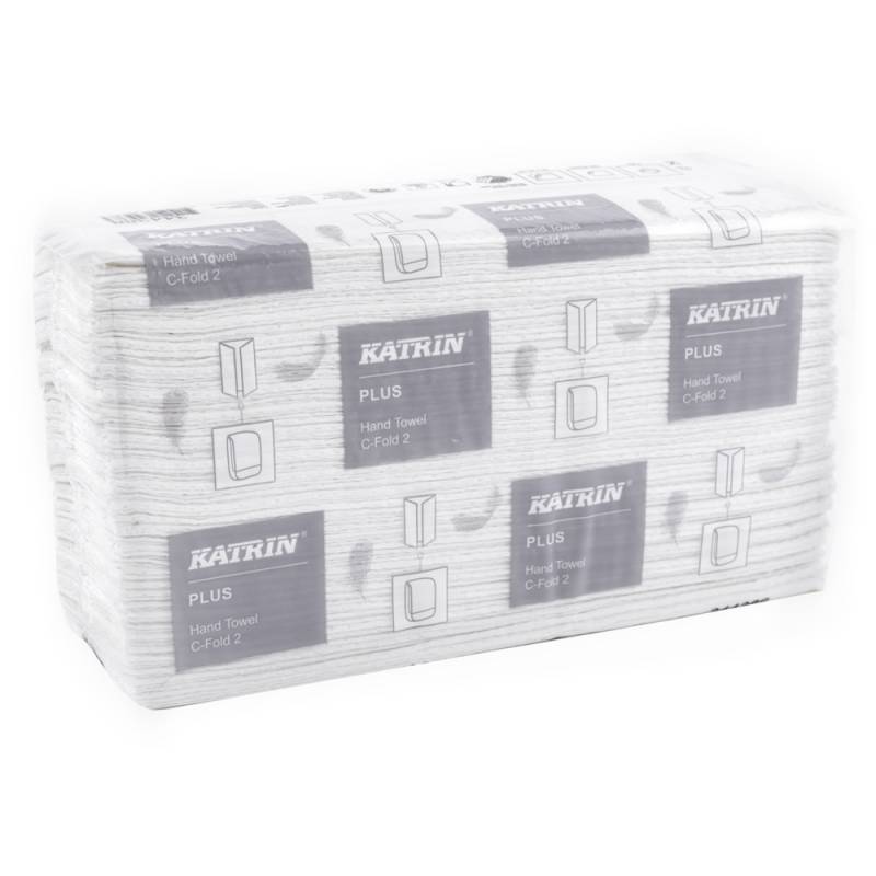 Billede af 1600 stk. Håndklædeark, Katrin Plus, 2-Lags, C-Fold, 33X24Cm, 9 Cm, Hvid, 100% Nyfiber