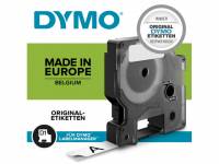 Labeltape DYMO D1 perm. polyester 12mm sort på hvid