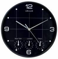 Vægur Unilux On-Time sort ø30,5cm 4 tidszoner