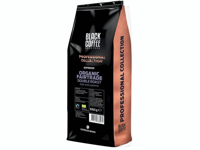 Billede af 6 stk. Espresso Black Coffee Organic Double Fairtrade Hele Bønner 1Kg/ps
