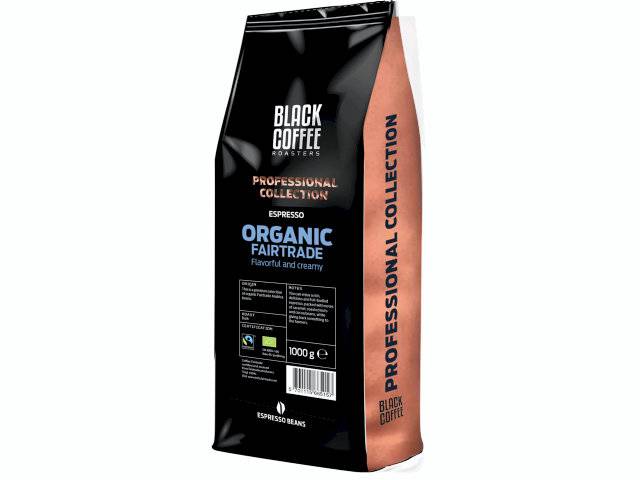 Billede af 6 stk. Espresso Black Coffee Organic Fairtrade Hele Bønner 1Kg/ps