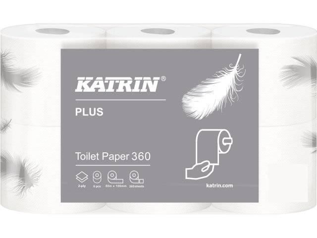Toiletpapir Katrin Plus 360 Hvid 50M 18100 2-Lag 42Rul/kar