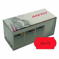 Etiket Meto 22x12mm neon rød permanent lim 2 1500stk/rul