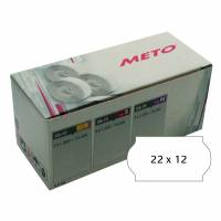 Prisetiket Meto 22x12mm hvid permanent lim 2 1500stk/rul