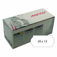 Prisetiket Meto 26x12mm hvid permanent lim 2 1500stk/rul