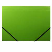 Kartonmappe Q-Line A4 grøn m/3 klapper & elastik blank