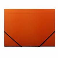 Kartonmappe Q-Line A4 orange m/3 klapper & elastik blank