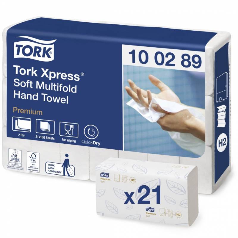 Billede af Papirhåndklæde Tork Xpress H2 Premium Extra Soft 2-Lag 3150Ark