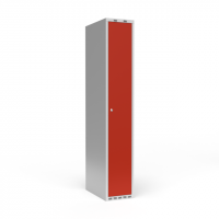 Garderobeskab 1x300 mm Lige tag 1 rum i højden Rød dør Cylinderlås